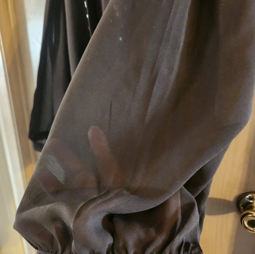 Midnight Velvet Dark Brown Dress with Beaded Accents - Picture 4 of 5